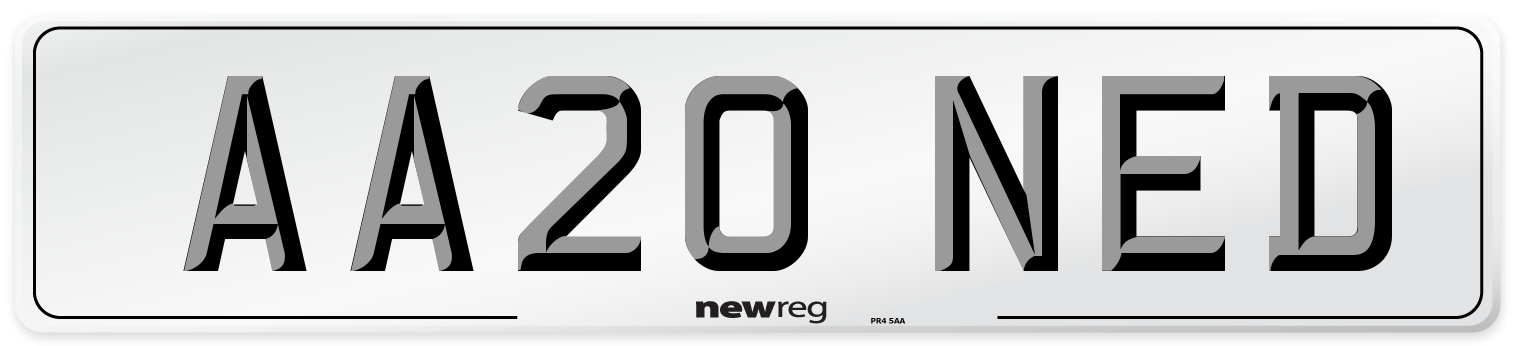 AA20 NED Number Plate from New Reg